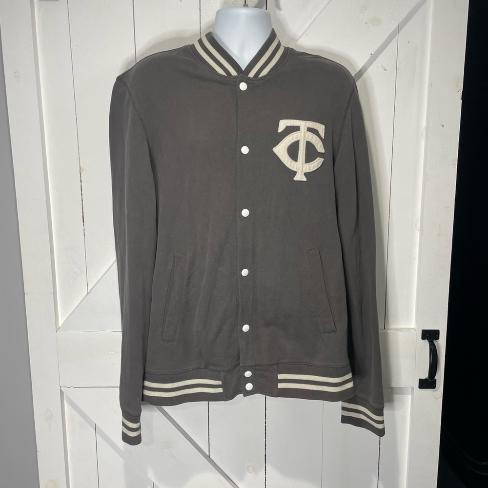 Minnesota Twins TC Gray and Cream Lightweight Varsity Jacket